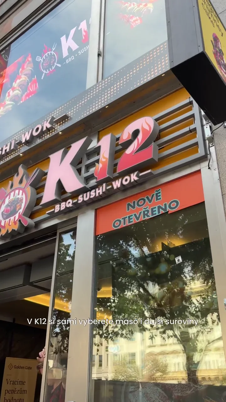 K12 restaurant entrance introducing a Korean barbecue and sushi experience